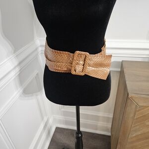 Vintage EDWARDS Genuine Snakeskin Belt Cognac Brown Medium 27-30" Waist